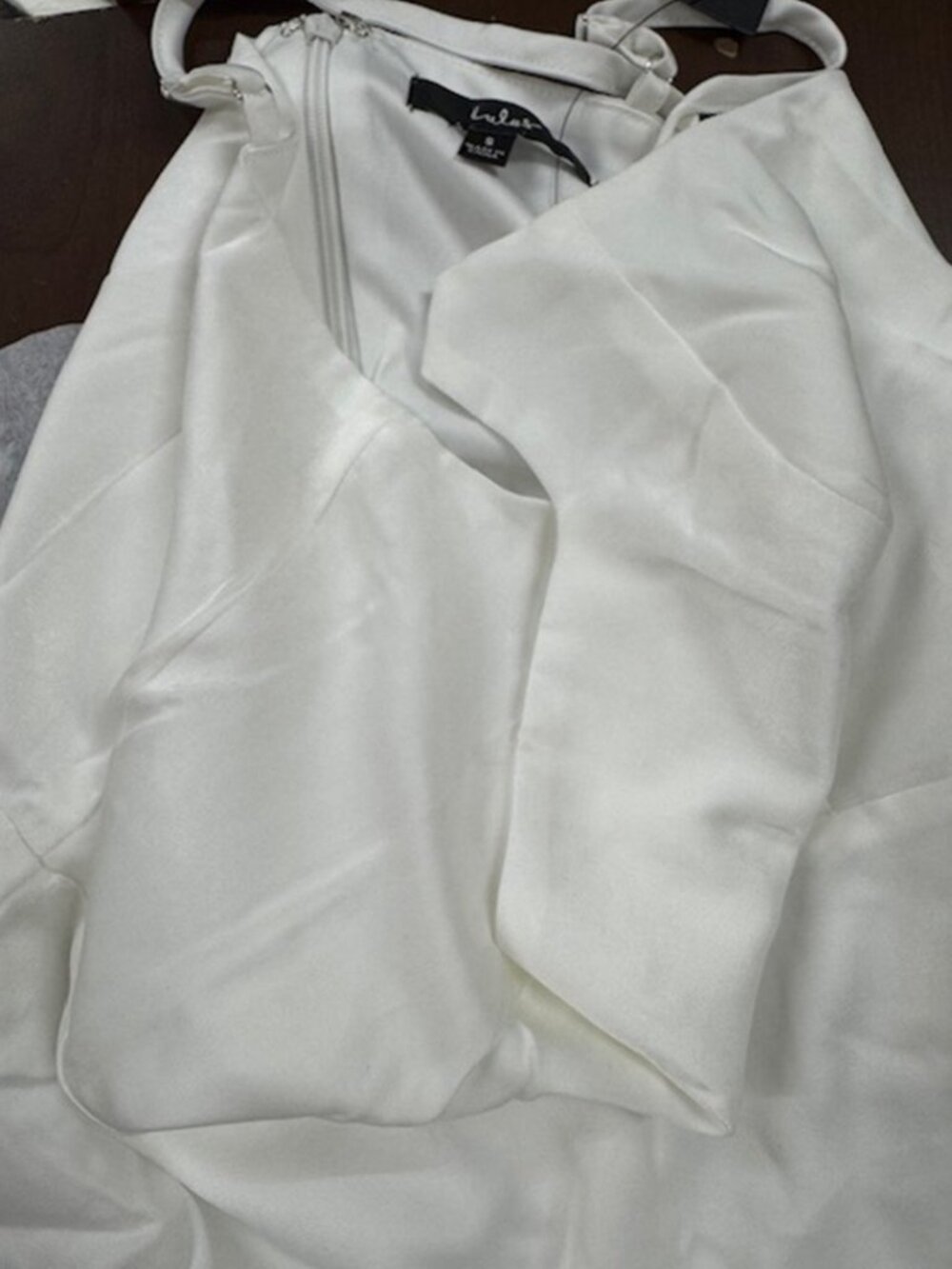 Lulus Romantic Angel White Satin Square Neck Ruffled Mini Dress NWT - Picture 5 of 9